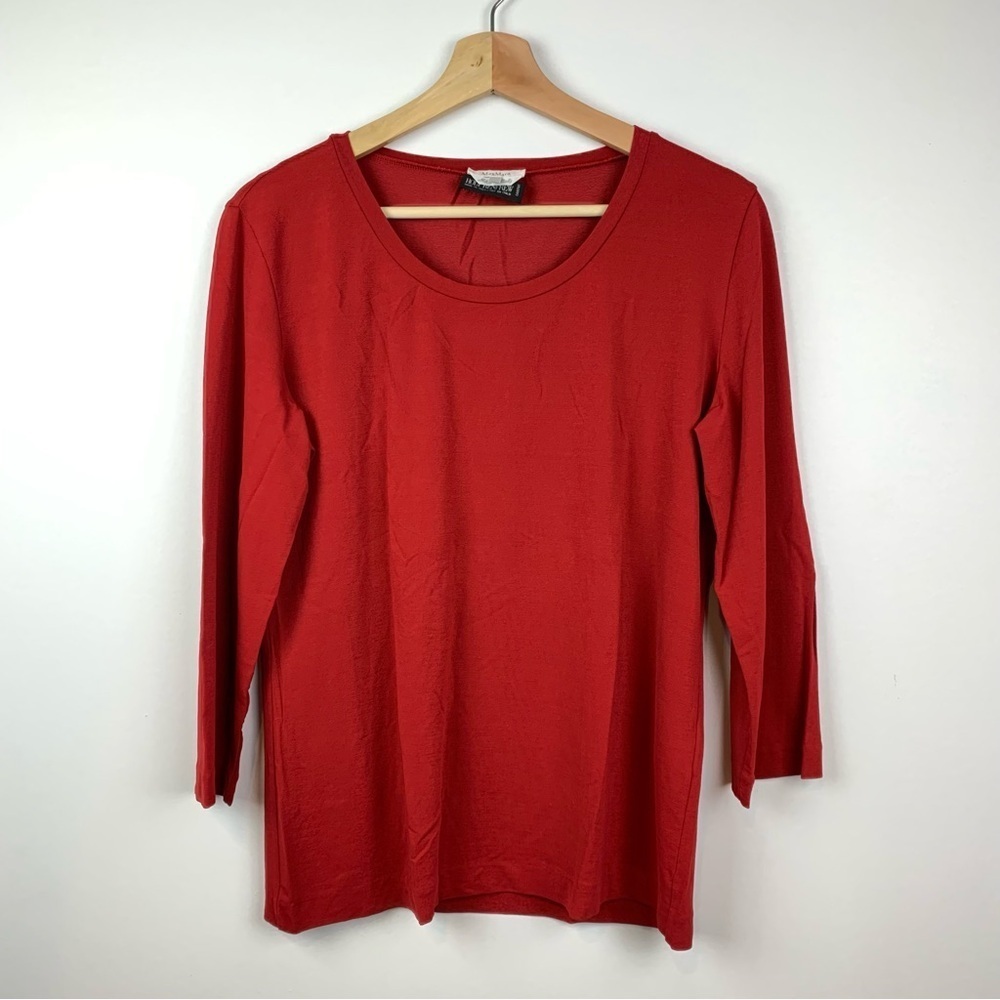 Max Mara Long Sleeves Top T Shirt Red Size XL Made Italy Crewneck Capsule